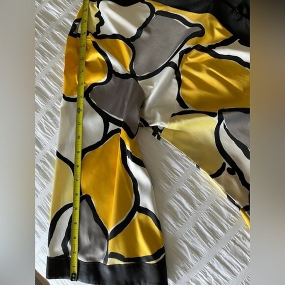 STYLE & CO Flowy Button Front Blouse Yellow Cream Black 3/4 Bell Sleeve Abstract - Picture 8 of 12